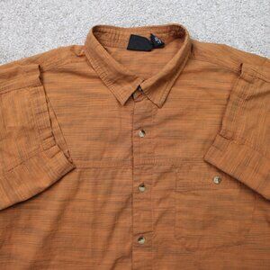 Mountain Hardwear Shirt Mens XL Orange Cotton/Polyester Short Sleeve Button Up